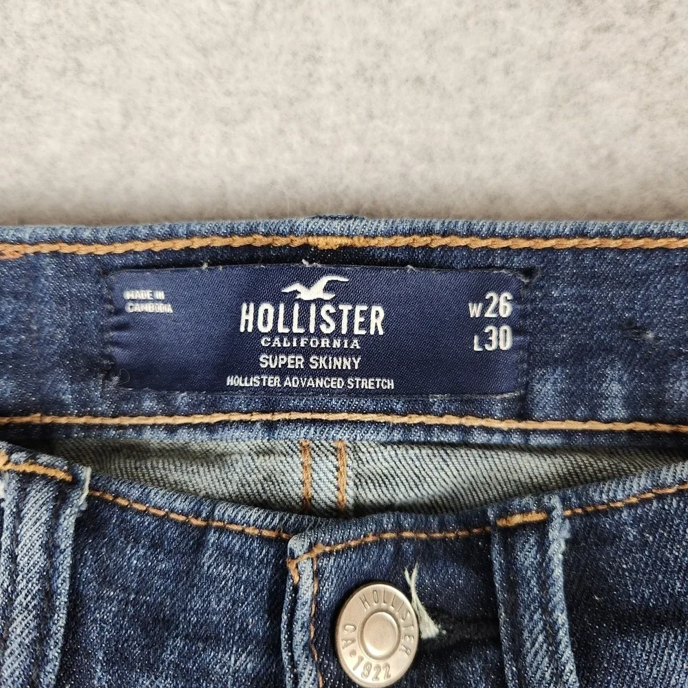 Hollister Super Skinny Stretchy Jeans Women's‎ Size W26 L29 Actual Dark Wash 10s